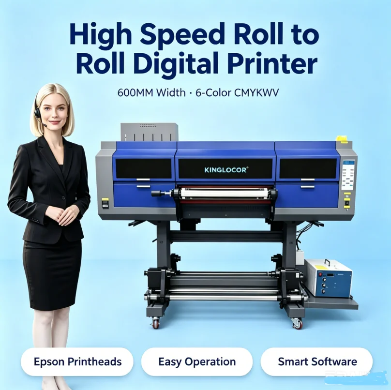 A1 60cm Three Heads Vinyl Sticker on Plastic Bottles Leather Printing Roll to Roll Digital UV DTF Printers