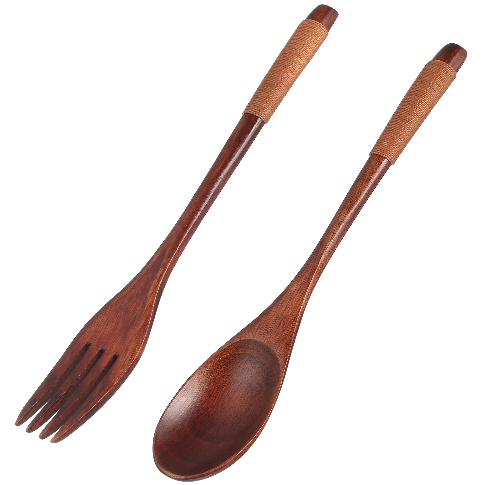 

Fork and Spoon Set Wooden Portable Flatware Lightweight Easy Carry Tableware for Home Daily Use Convenient Storage Simple