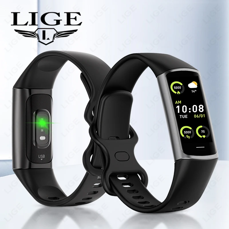 LIGE Hot Sale Smart Bracelet Sports Fitness Tracker Health Monitoring Waterproof Call Message Reminder Smartwatch Women's Watch