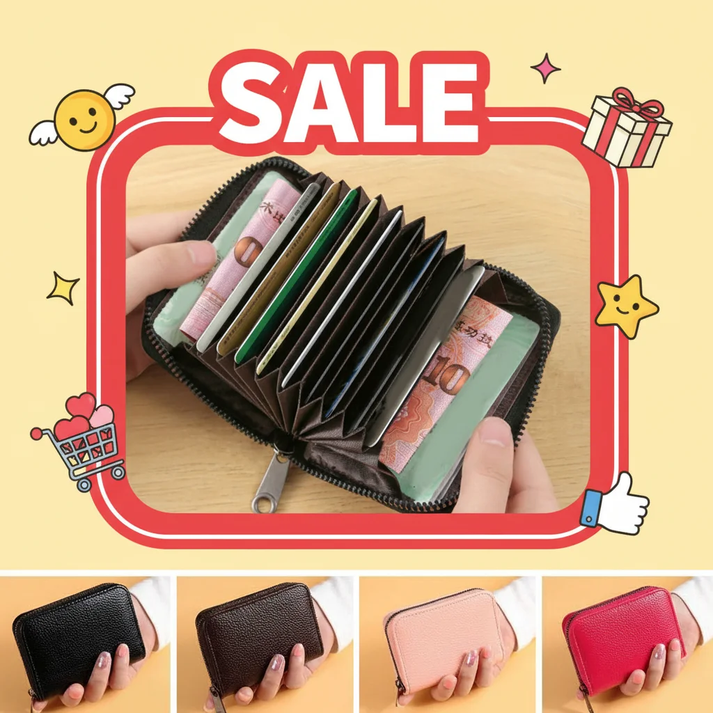 Card Holder PU Credit Card Wallet With Zipper Coin Pocket Slim Credit Card Case Business Bank Credit Card Bag Male Coin Pouch