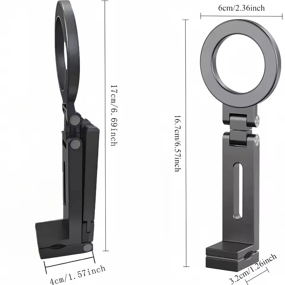 Foldable Magnetic Phone Tripod Holder, 360° Rotating Portable Stand For iPhone Samsung Travel Video Shooting Desk Plane /Train - view 5