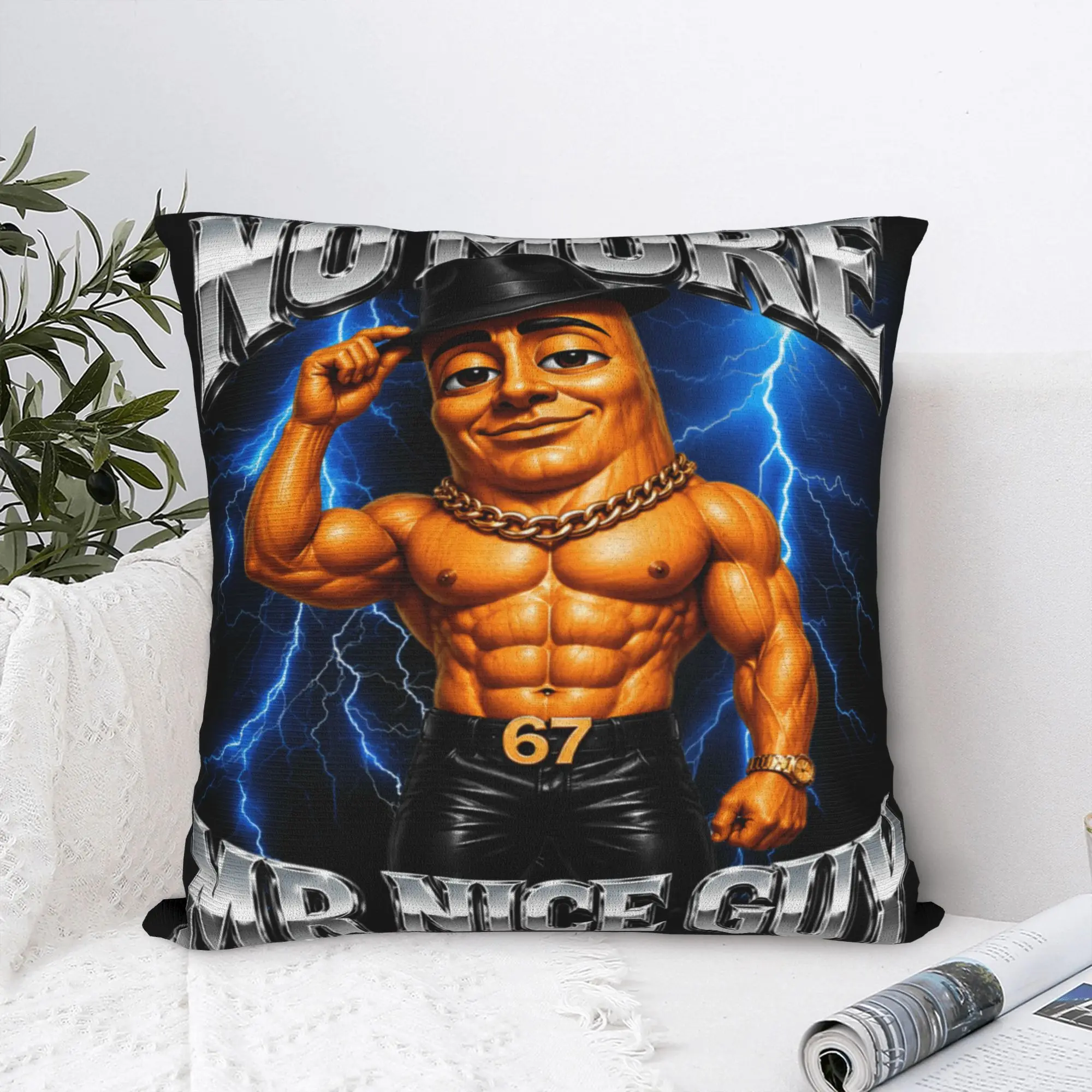 No More Mr Nice Guy Tung Tung Tung Sahur Pillow Case  Soft Pillow Cover Morden Pillowcases For Sofa Couch Bed Living Room