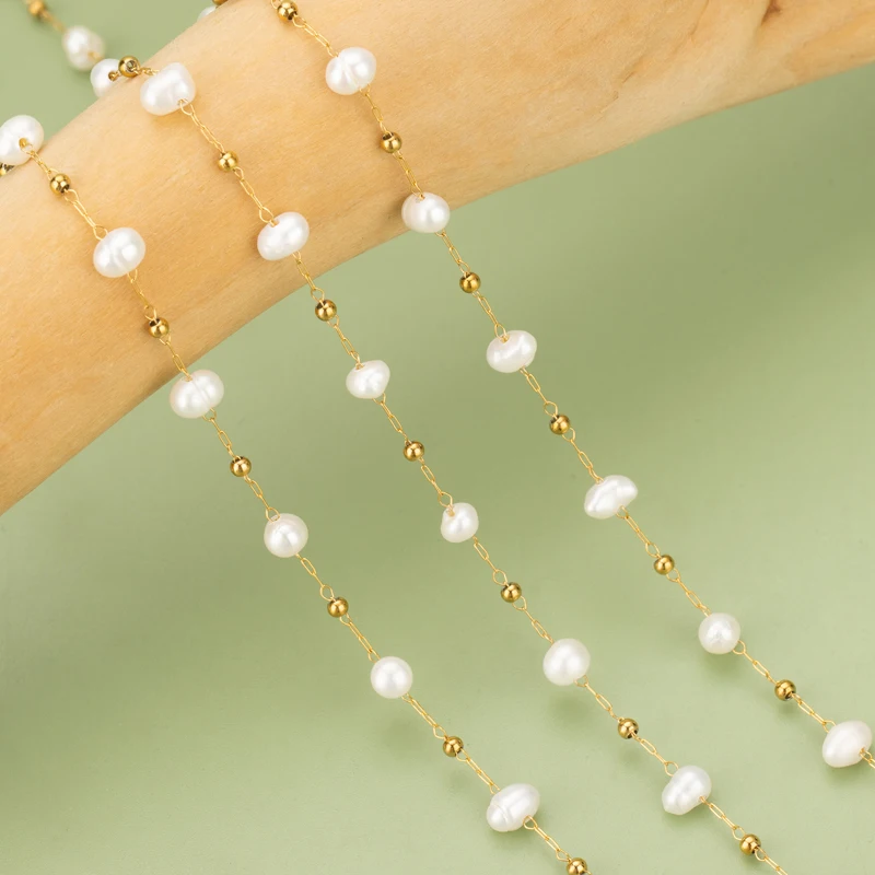 assoonas C323, Kette, Edelstahl, nickelfrei, Naturperle, handgefertigt, Schmuckzubehör, DIY Armband Halskette, 1m/Stück – Detail 1