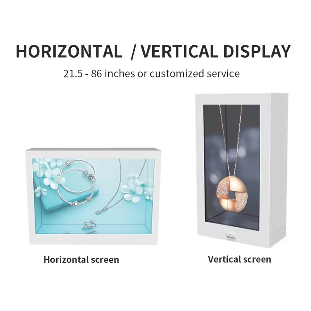 Piccolo display lcd trasparente monitor da 21.5 pollici trasparente finestra pubblicità macchina doccia kit di visualizzazione vetrina