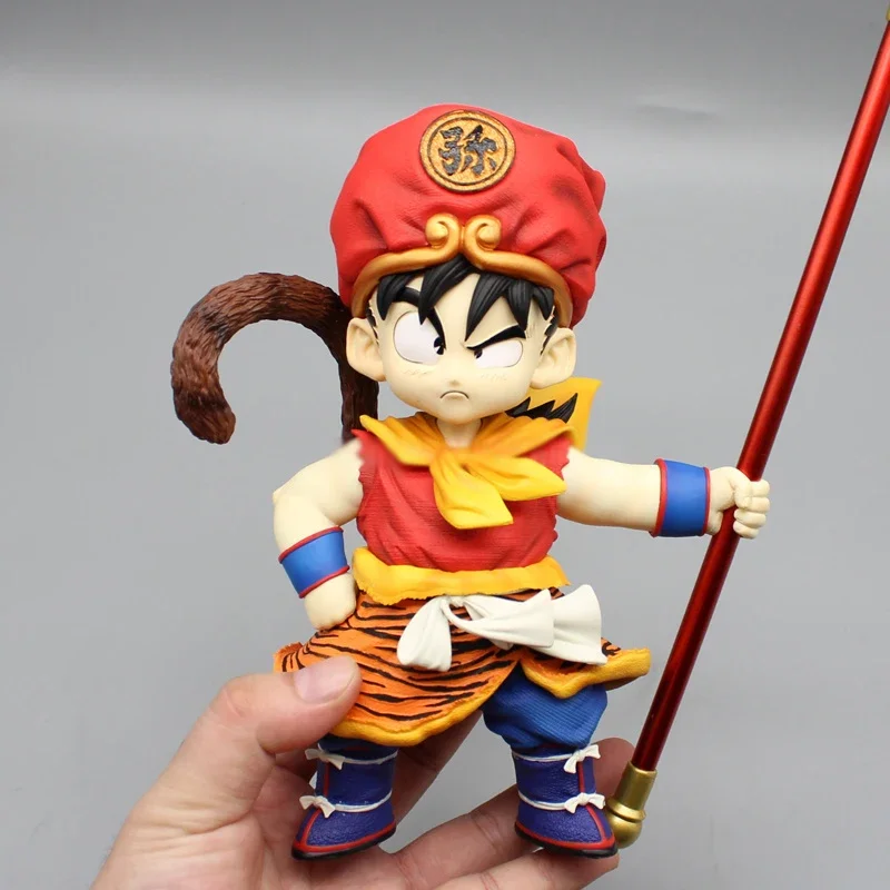 25cm Anime Dragon Ball Figure GK Son Goku Tiger Skin Figures Westbound Goku Action Figurine Stick Statue Pvc Ornament Toys Gifts