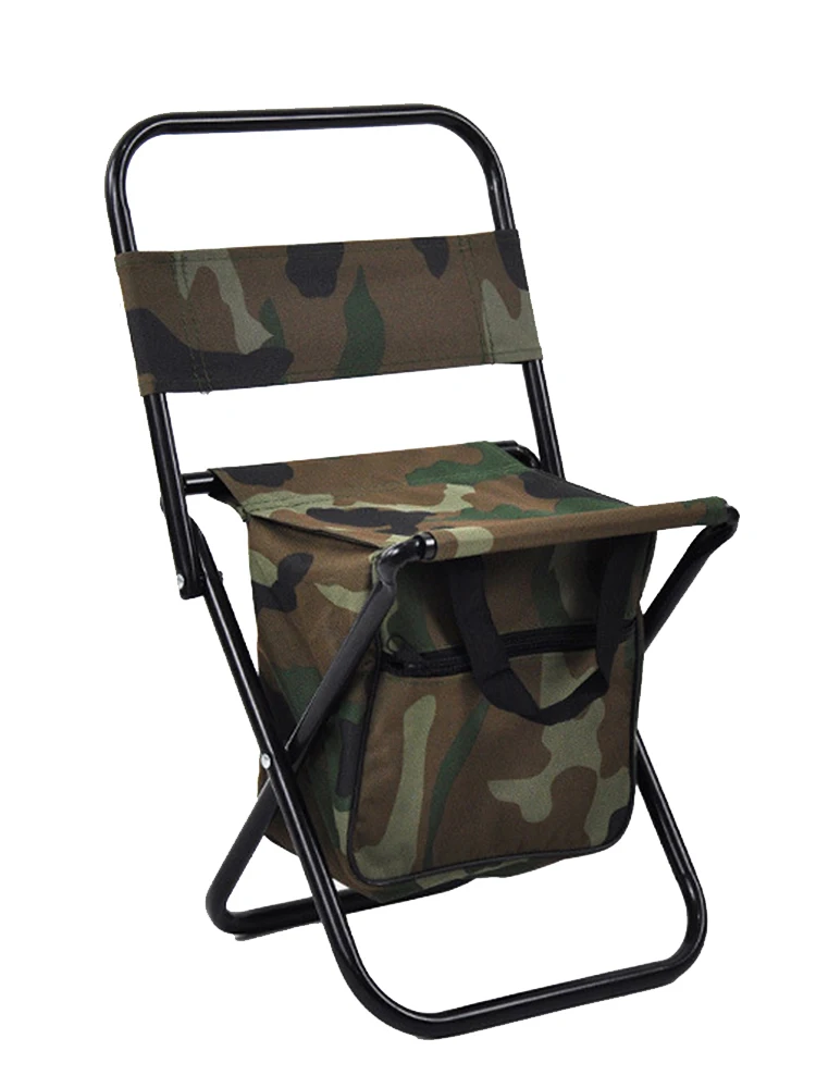 

1pc Foldable Fishing Chair with Cooler Bag Portable Backrest Fishing Stool Lightweight Outdoor Folding Chair for Fishing Hunting
