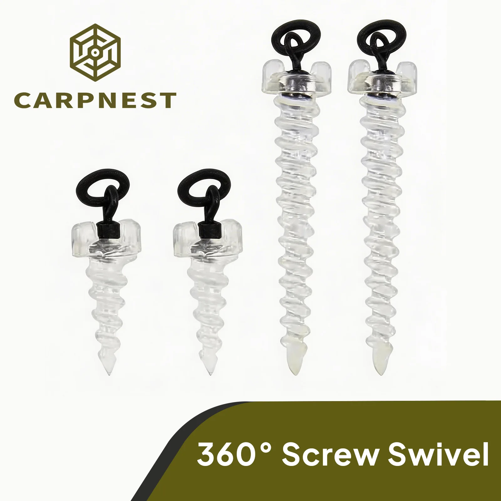 

CARPNEST 25PCS Carp Fishing Double-Ended Bait Screw with Ring Rolling Swivel for Pop-Up Boilies Carp Rig Tackle