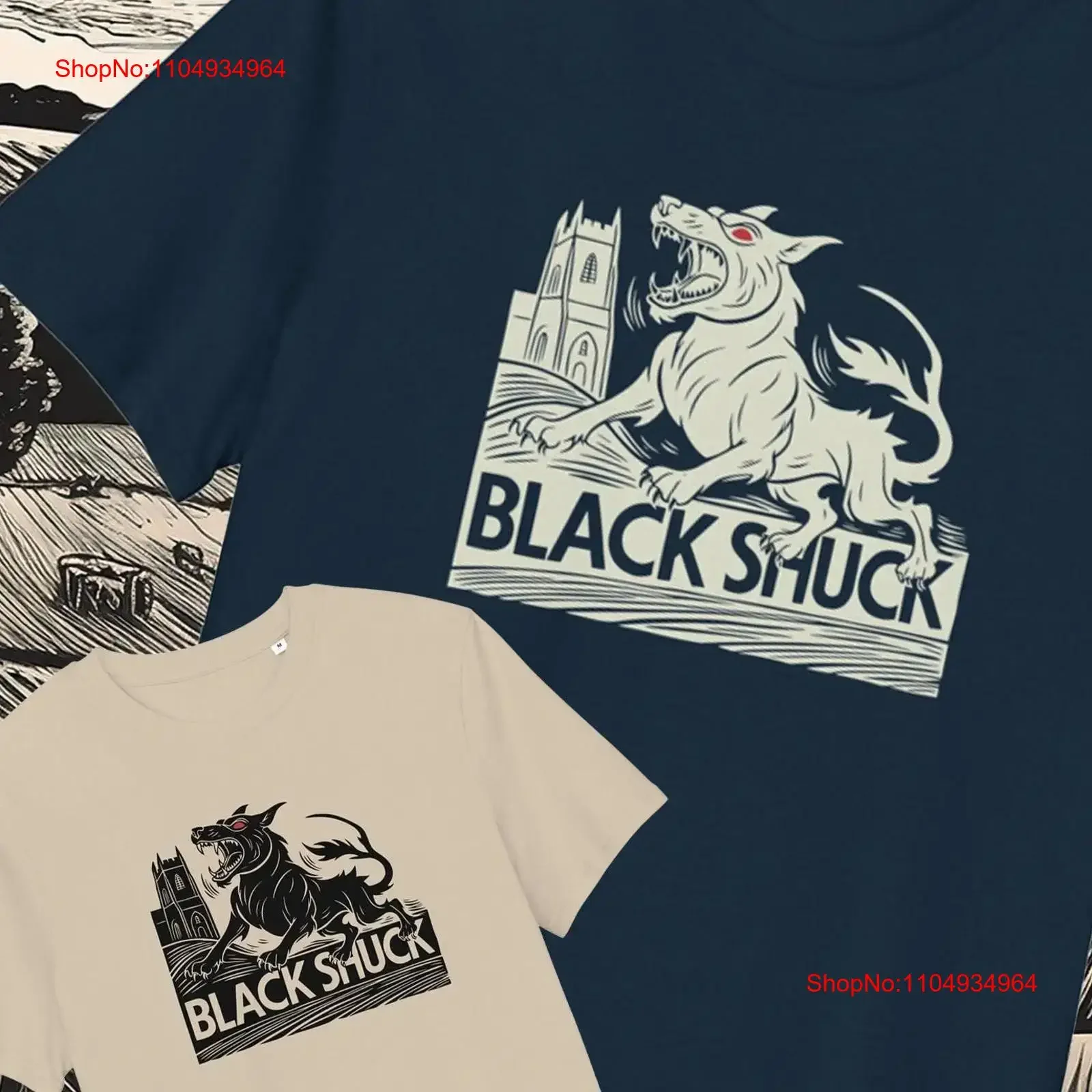 

Black Shuck Devil Dog East Anglia tee Norfolk Suffolk folklore unisex organic cotton T Shirt vintage Washed homme Breathable