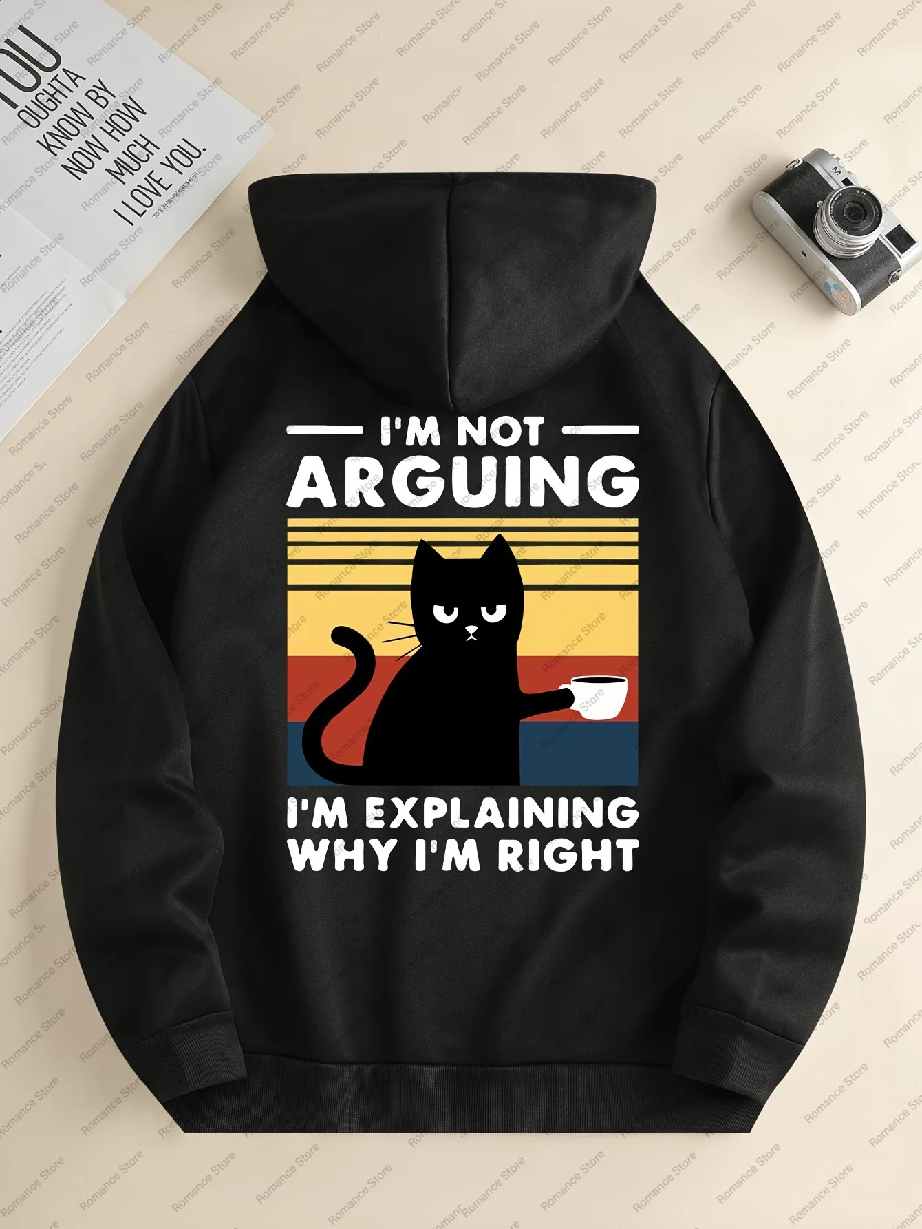 

Толстовка с принтом забавного котенка и кофейной чашки, повседневные толстовки с длинными рукавами на осень-зиму, мужская и женская толстовка, детская толстовка