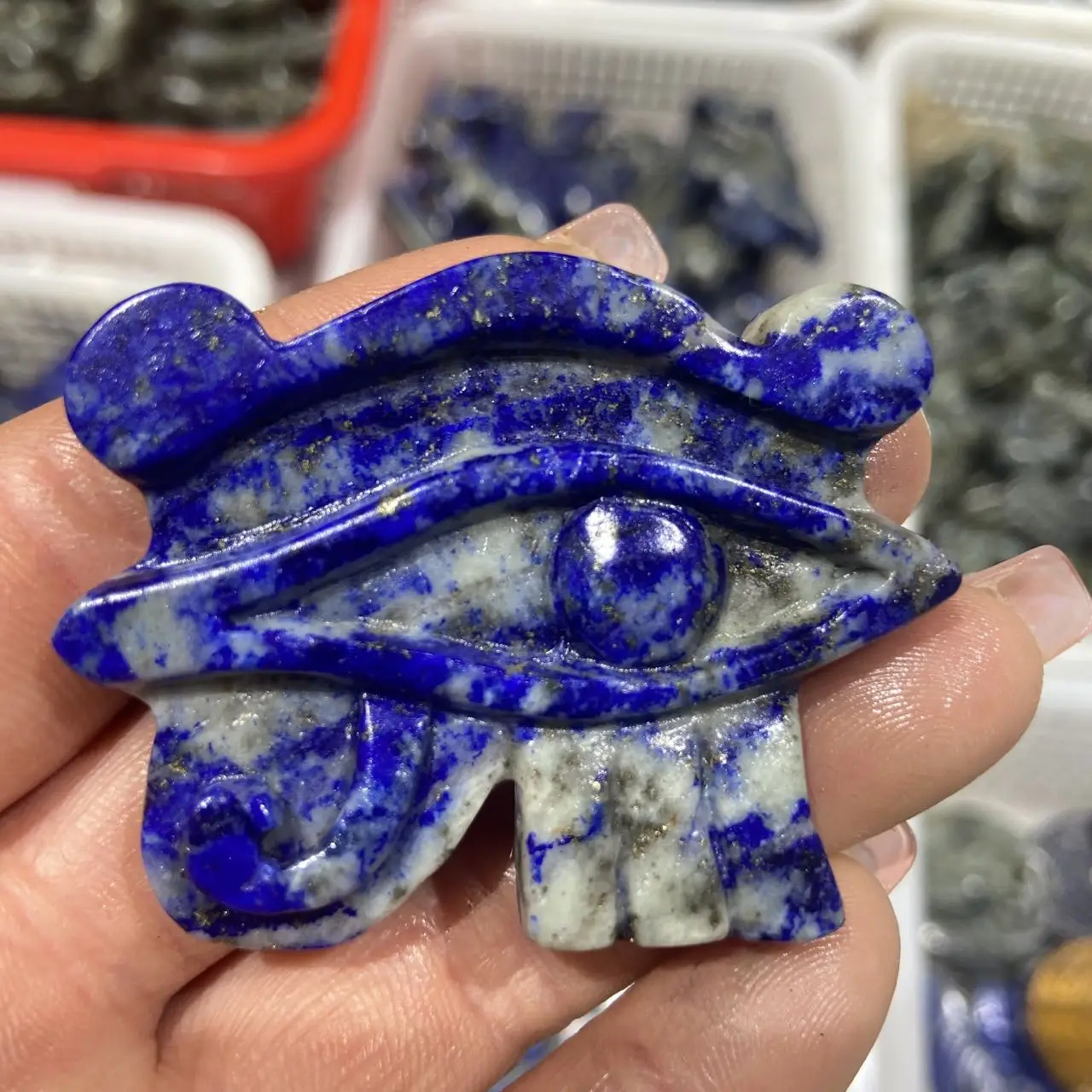 

Hot Natural Crystal Lapis Lazuli Eye Of Horus Egypt Protection Religious Jewelry Crafts Crystals Healing Stones For Gift