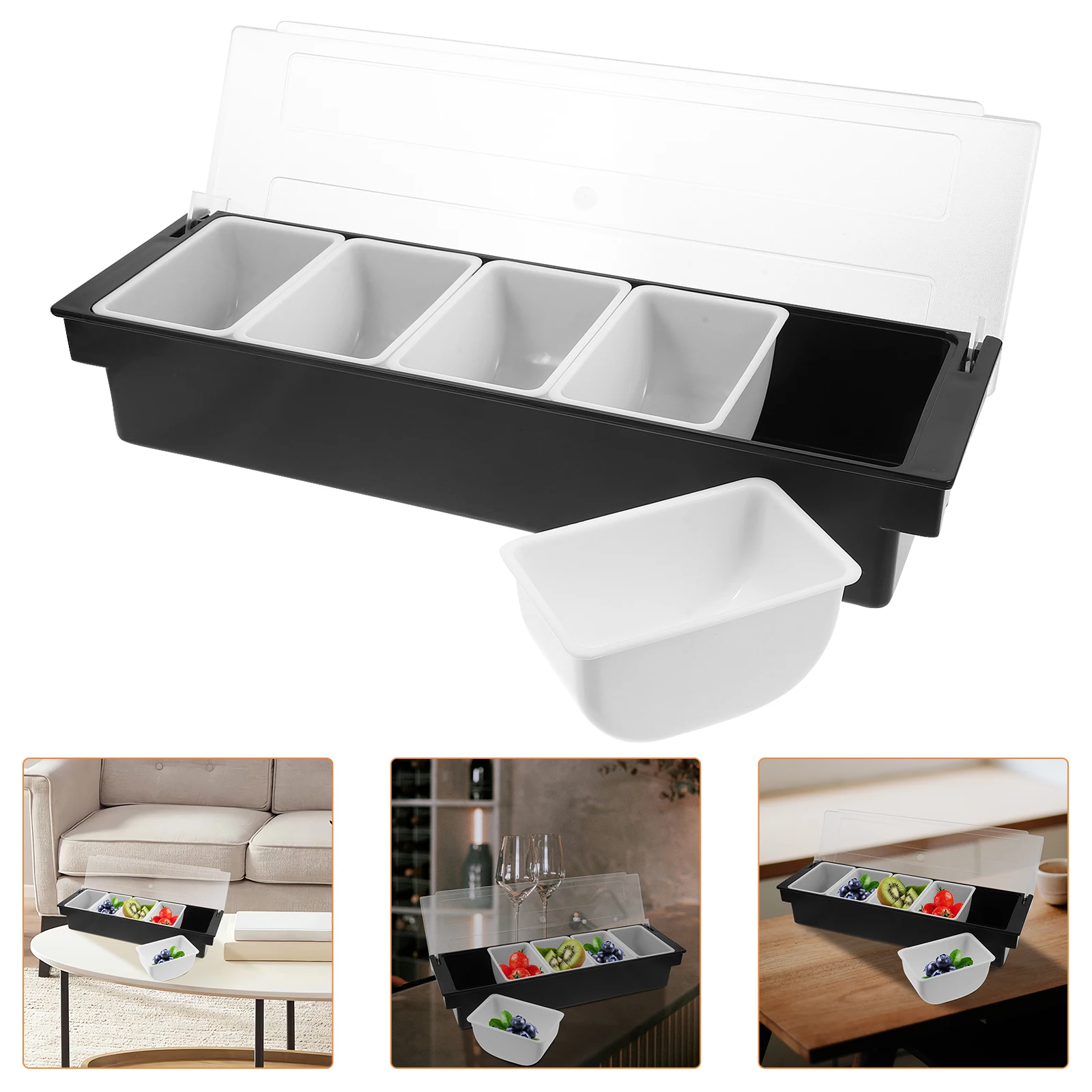 

5-Pcs Condiment Box Multi-Compartment Plastic Food Storage Container Leak-Proof Lid Serving Box For Snacks Candies Dried Fruit