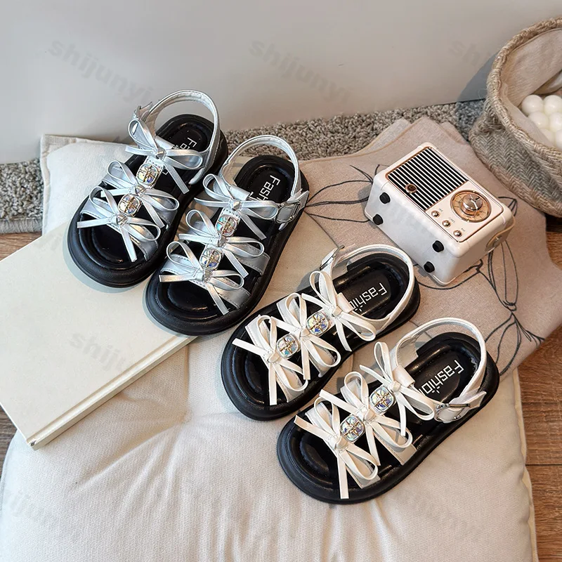 

Children Beach Sandals Girls Shoes 2025 Summer New Kids Slippers Soft Sole Non-slip Fashion Soild Color Trendy Casual Sandals