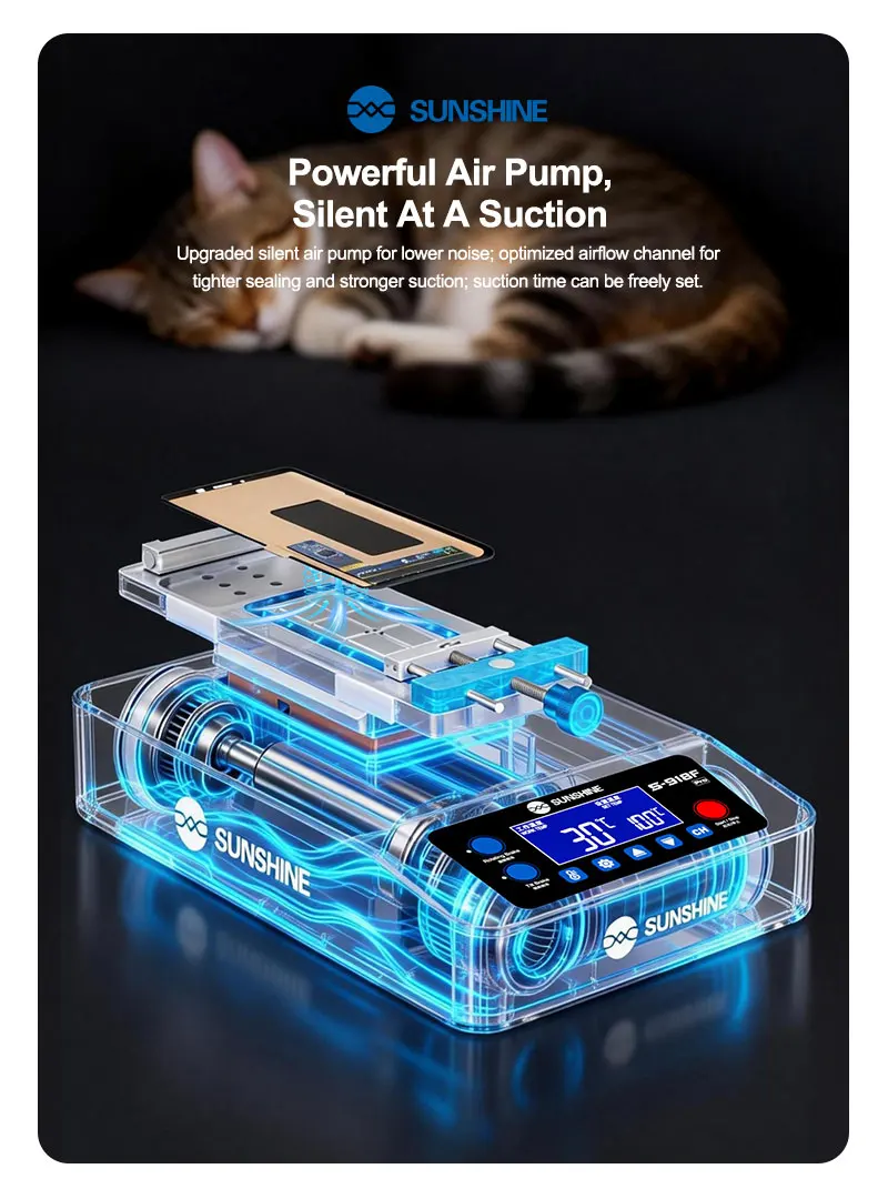 Sunshine S-918F Pro Silent Noise-Reducing Separator Electronic Damping Brake for IP17 Series and Other Irregular Screens