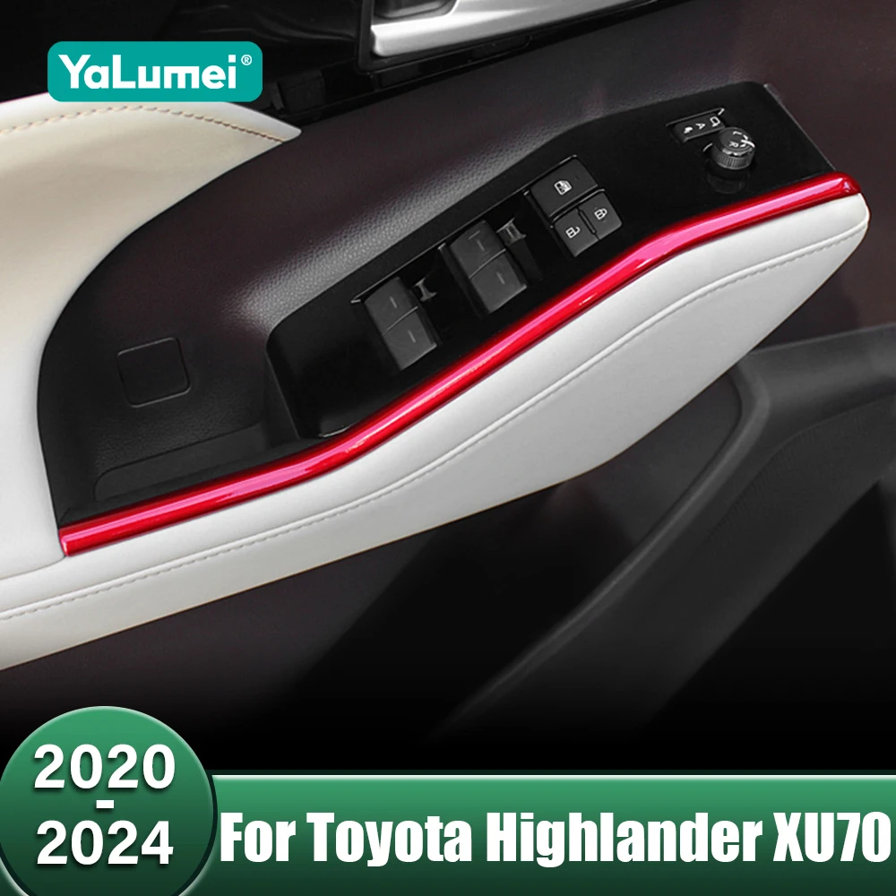 

Car Window Glass Lift Switch Panel Side Armrest Trim Strips For Toyota Highlander XU70 Kluger 2020 2021 2022 2023 2024 Hybrid