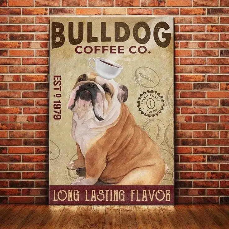 Metal Sign Bulldog Coffee Company Vintage Kitchen Signs Wall Decor Aluminum Signs Gift for Home Bars Cafes Cave Retro