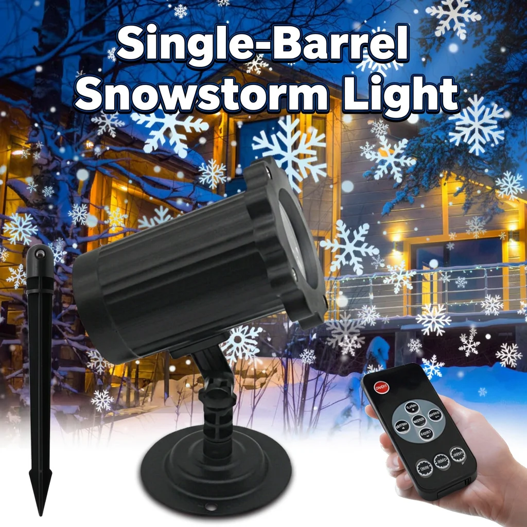 IP65 Waterproof Christmas Snowflake Projector Light Remote Control LED Snowfall Lamp for Outdoor Garden Yard Holiday Party Decor