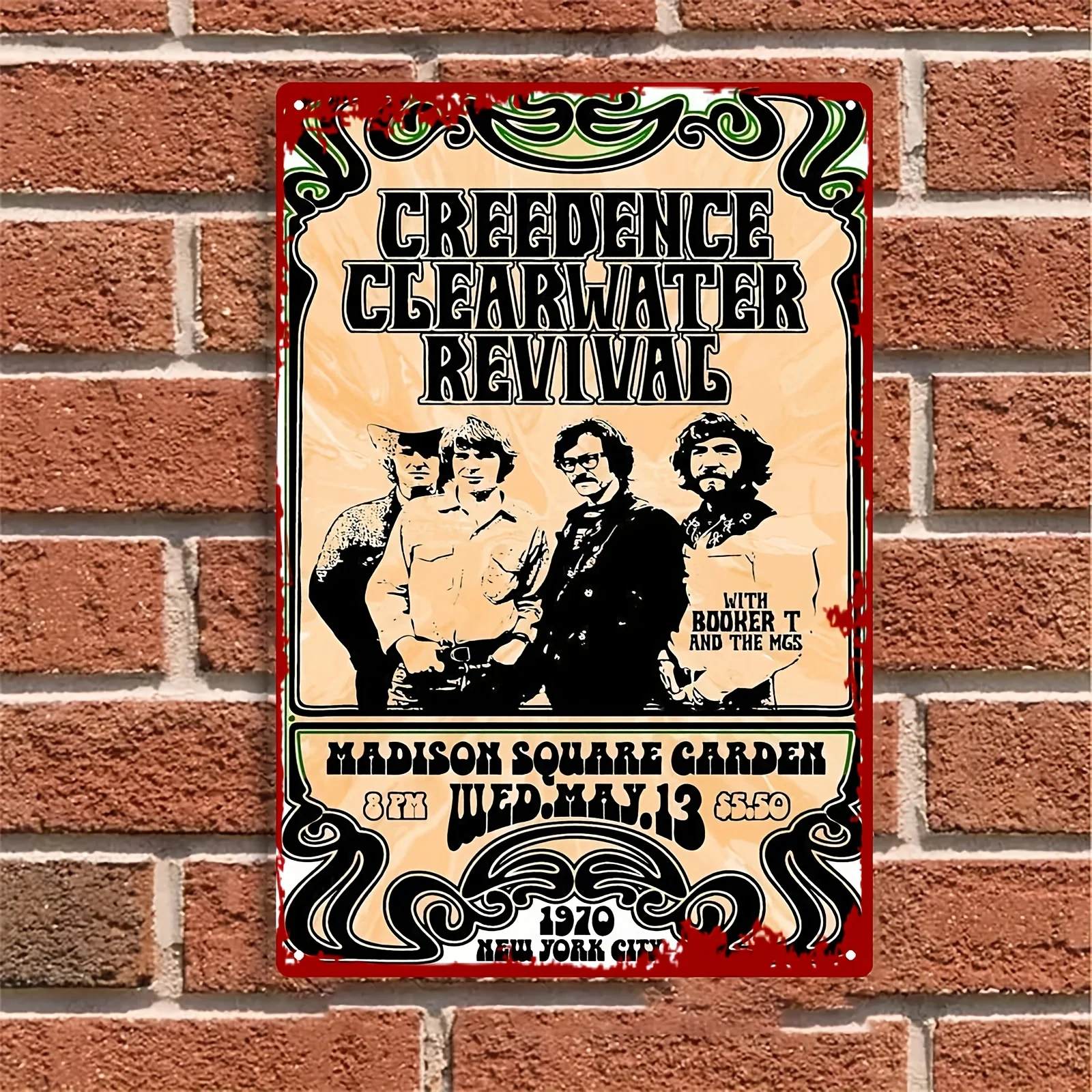 Vintage Credence Clearwater Revival Metal Wall Art -  Retro Iron Painting for Home Decor, Madison Square Garden Concert Poster,