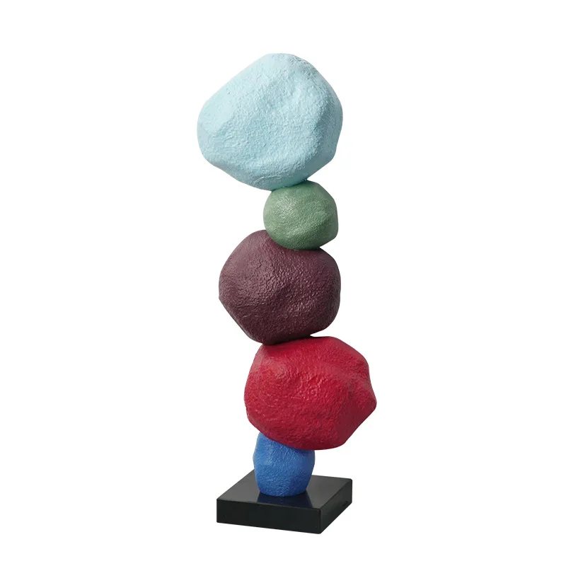 Modern creative color stacked stone decorative sculpture hotel living room TV cabinet window floor abstract art ornament