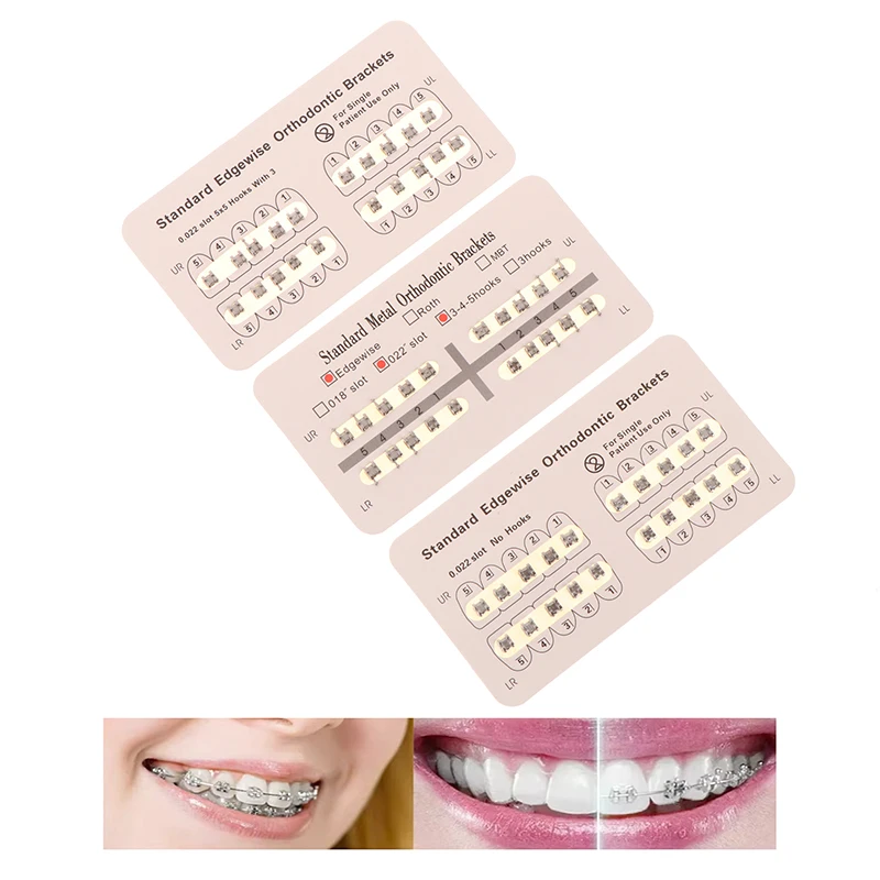 【AD】20pcs/Pack Dental Brackets Orthodontic Braces Plus Metal Mini Standard Mesh Base Roth/MBT 0.022/0.018 Hooks 3-4-5