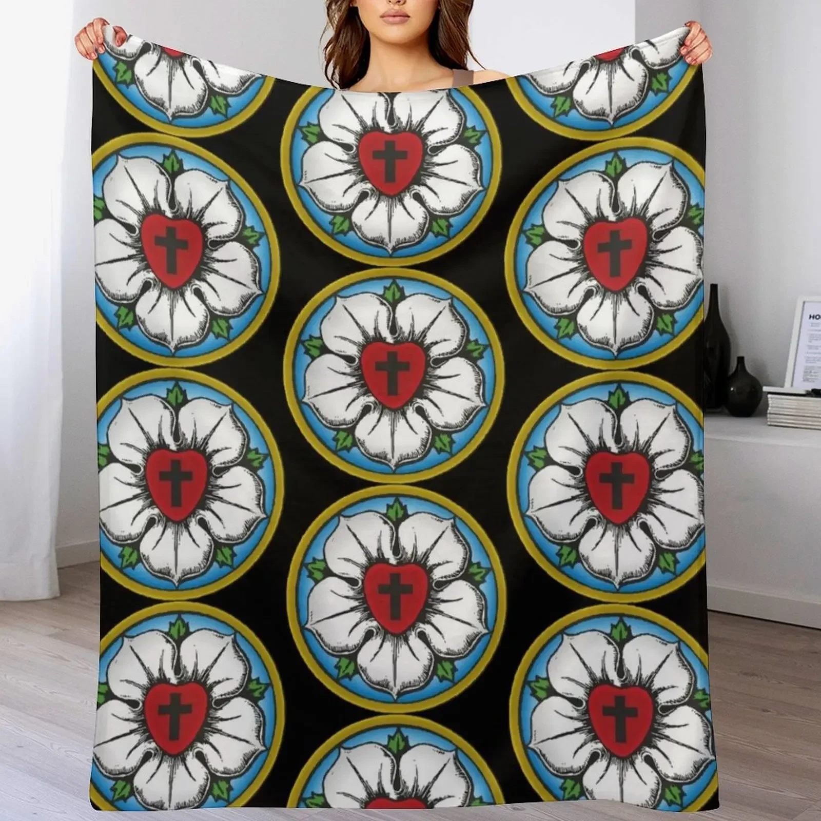 

Luther Rose Throw Blanket Camping Hairy Furrys Decorative Throw Blankets