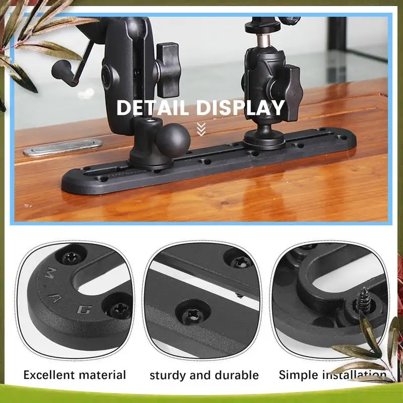 Reliable-Kayak Slide Track Rails Bracket DIY Accessories Fishing Rod Holder Mounting Base Rack Compatible RAM