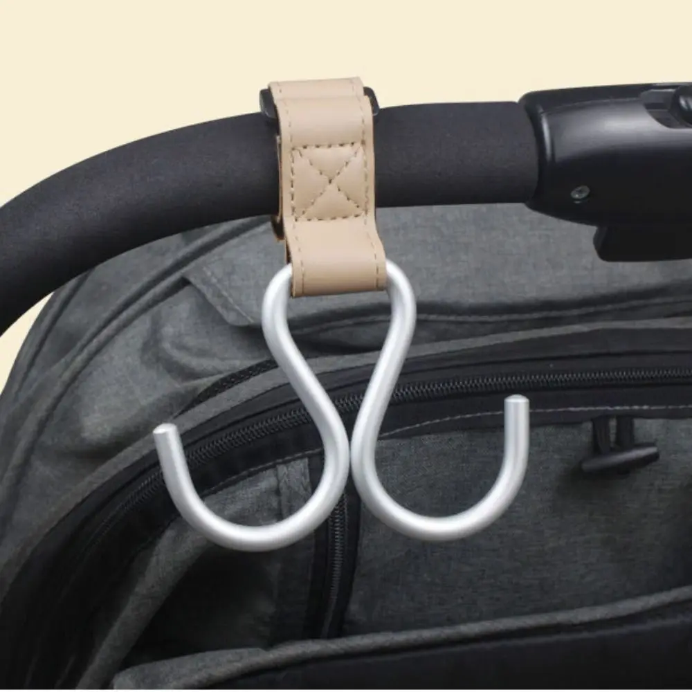 Cartoon S Shape Baby Stroller Hooks PU Solid Color Hanging Hook Stroller Accessories Double Hook Stroller Accessories Baby