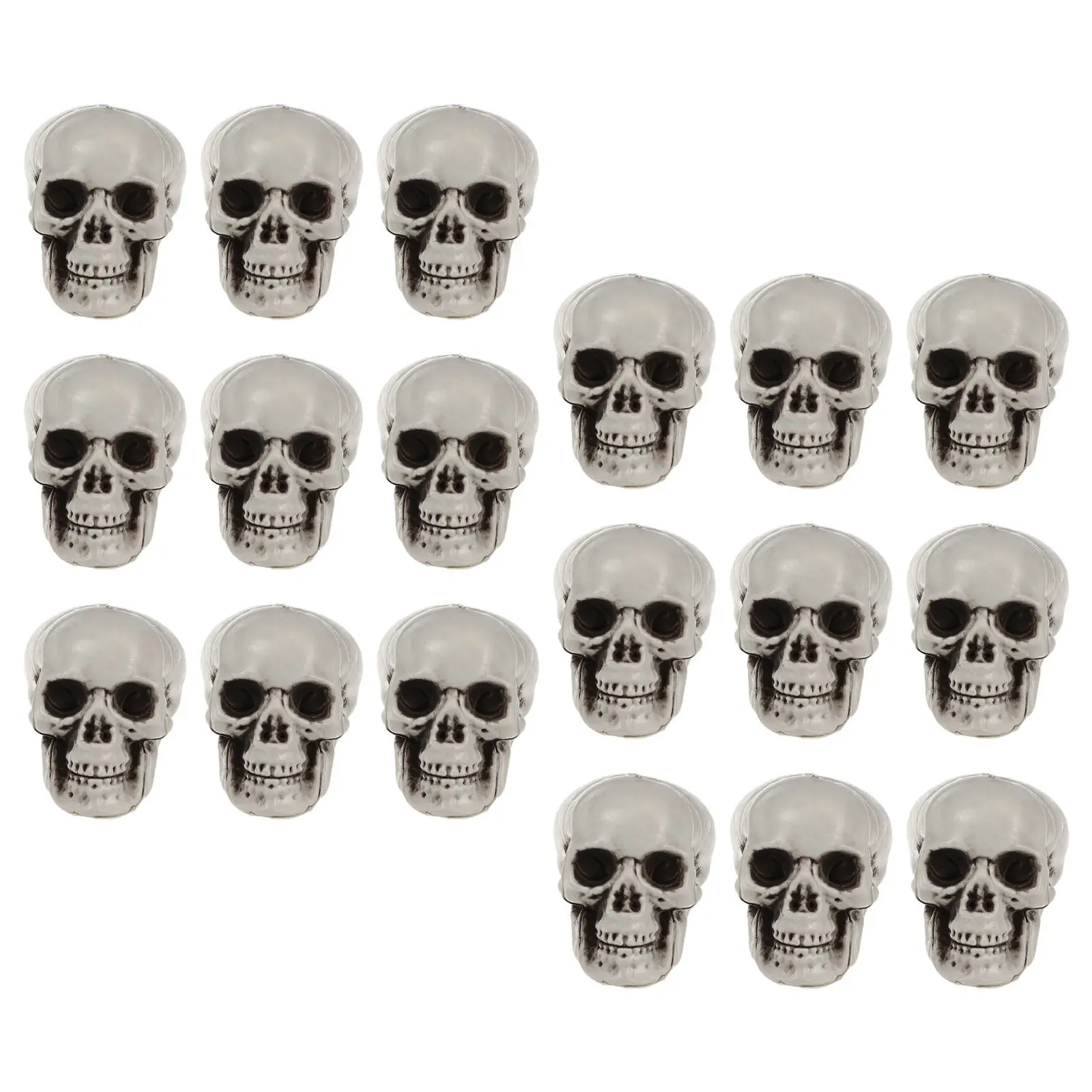 

18Pcs Halloween Mini Skull Heads Plastic Skull Props for Party Haunted House Decoration Prank Supplies Halloween Prank Props