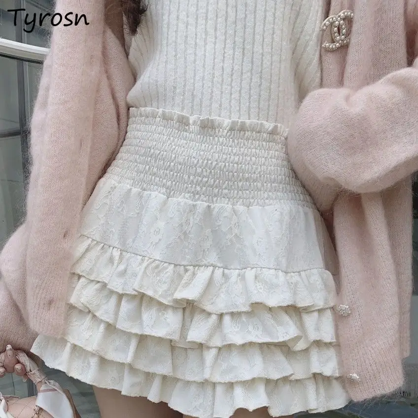 

Skirts Women Lolita Style Mini Design Ruffles Aesthetic Tiered Summer High Waist Chic Hotsweet Girls Faldas Princess