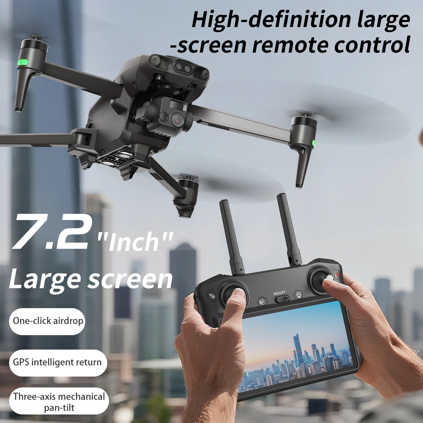 

Дрон S800 с 3-осевым подвесом, 8K профессиональная HD-камера, 5G, цифровое лазерное предотвращение препятствий, с пультом управления с 7,5-дюймовым экраном, игрушка-дрон