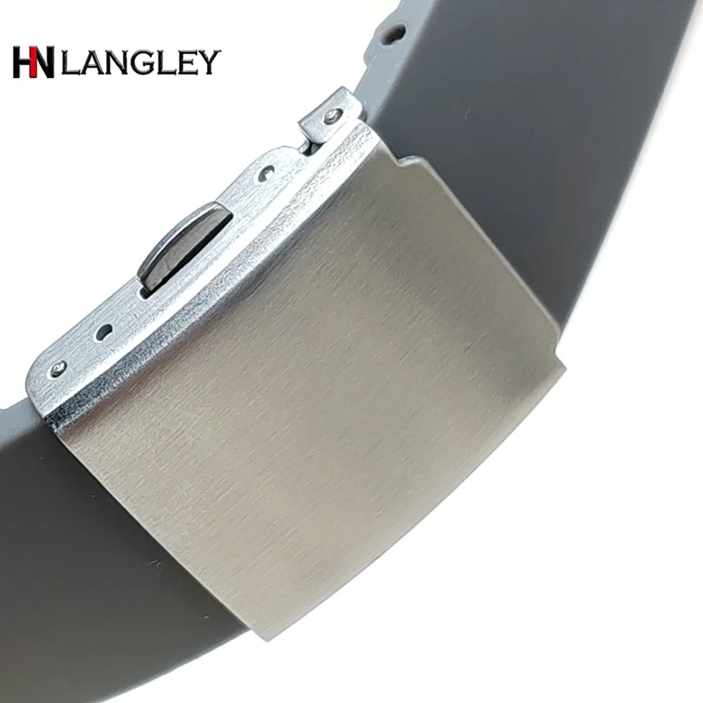 16/18/20/22/24mm Stainless Steel Folding Buckle for Leather Belt for Rubber Strap Buckle Solid Butterfly Clasps Accessory Silver