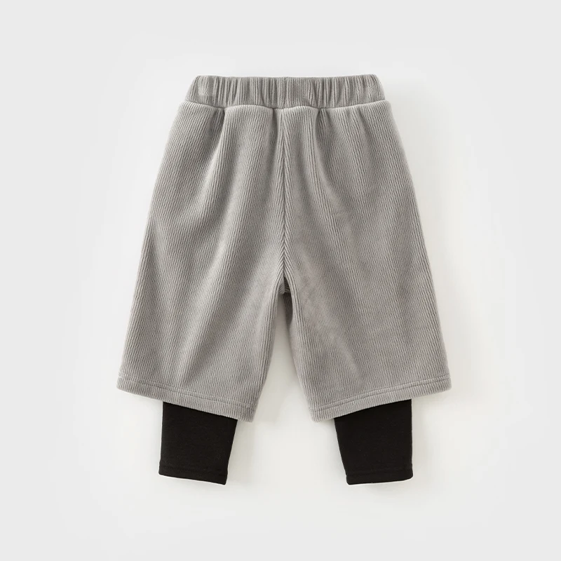 Dave Bella Winter Baby Girls Smoke Grey Pants Knitted Infant Girls Sport Short Pants Children Girls Pants DB4238070