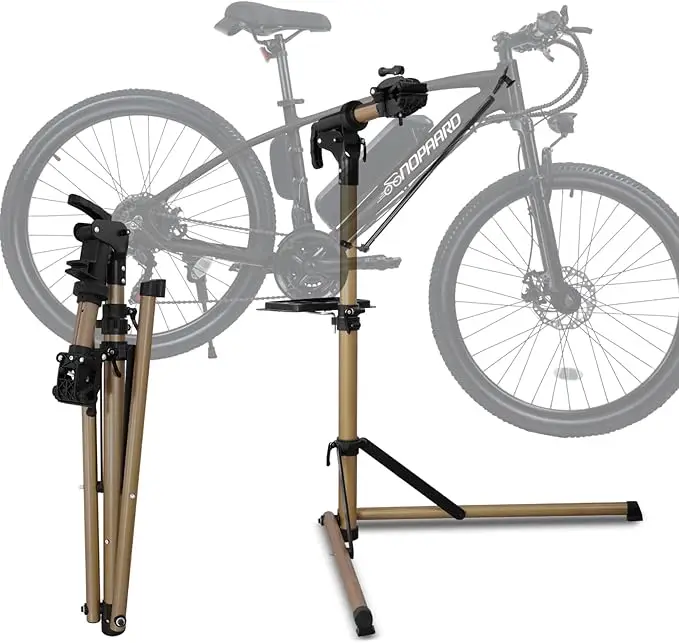 Huansen Aluminum Alloy Professional Bike Repair Stand-Adjustable Foldable Floor Standing Rack Detachable Storage 50kg Load Black