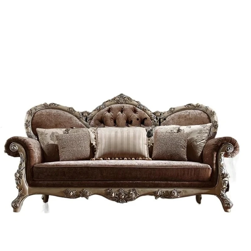 

Retro ivory white solid wood sofa with silver cloth sofa birch furniture