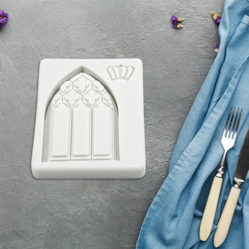 DIY Handmade Silicone Fondant Mold Crown Window Shape Chocolate Sugar Craft Paste Mold DIY Candle Resin Crafts Durable L21A