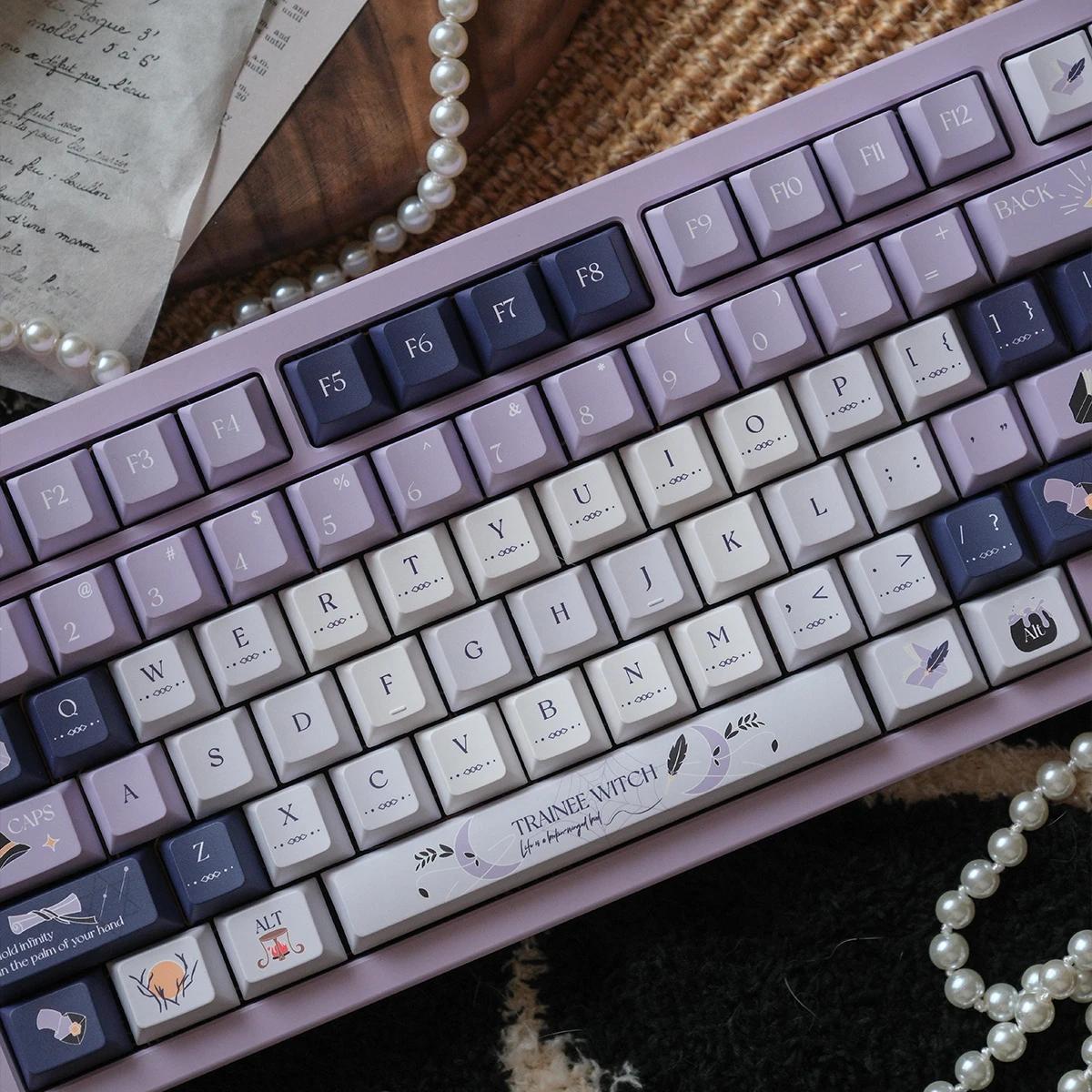 Keycaps Purple Witch Diary Iso Alice Layout Keycaps Customized Thickened Pbt Cherry Pbt 152Keys