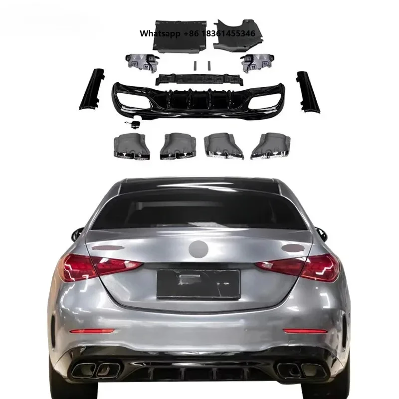 

For C Class W206 Upgrade C63 Diffuser with Exhaust Pipe Car Diffuser