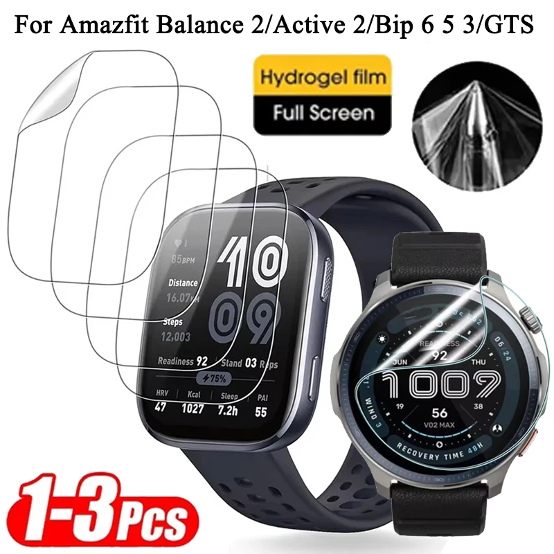 Screen Protector Soft Film For Amazfit Balance 2/Active 2 Square Hydrogel Scratch-Resistant for Amazfit Bip 6 5 3 3Pro/GTS 4 2