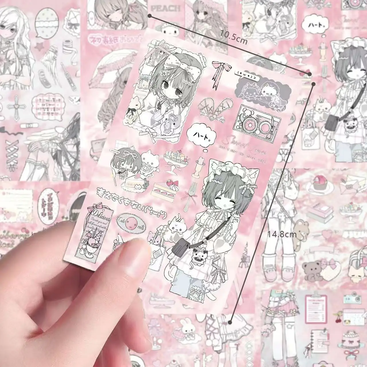 Korean Pink Soft Cute Girl Cut Film Stickers New Girl Heart Creative Healing High Beauty DIY Water Cup Stickers Book Stickers