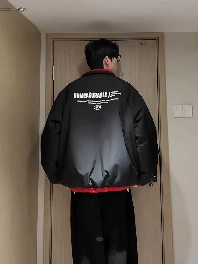 

Мужская двусторонняя куртка-пуховик в американском стиле, зимняя, утепленная, теплая, ветрозащитная, для полетов, укороченная модель