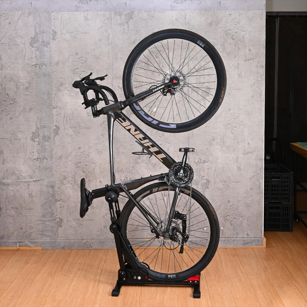 Foldable Dual Rod Bike Stand, L-Shaped Insert Type Display Rack for Road Mountain Bicycle Home Storage, Heavy Duty Sturdy Steel