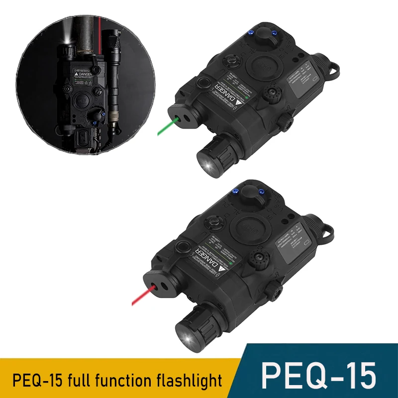 

PEQ-15 Full Function Flashlight Shooting Aim Indicator Infrared Illuminator/Red and Green Laser and LED Illuminating Flashlight