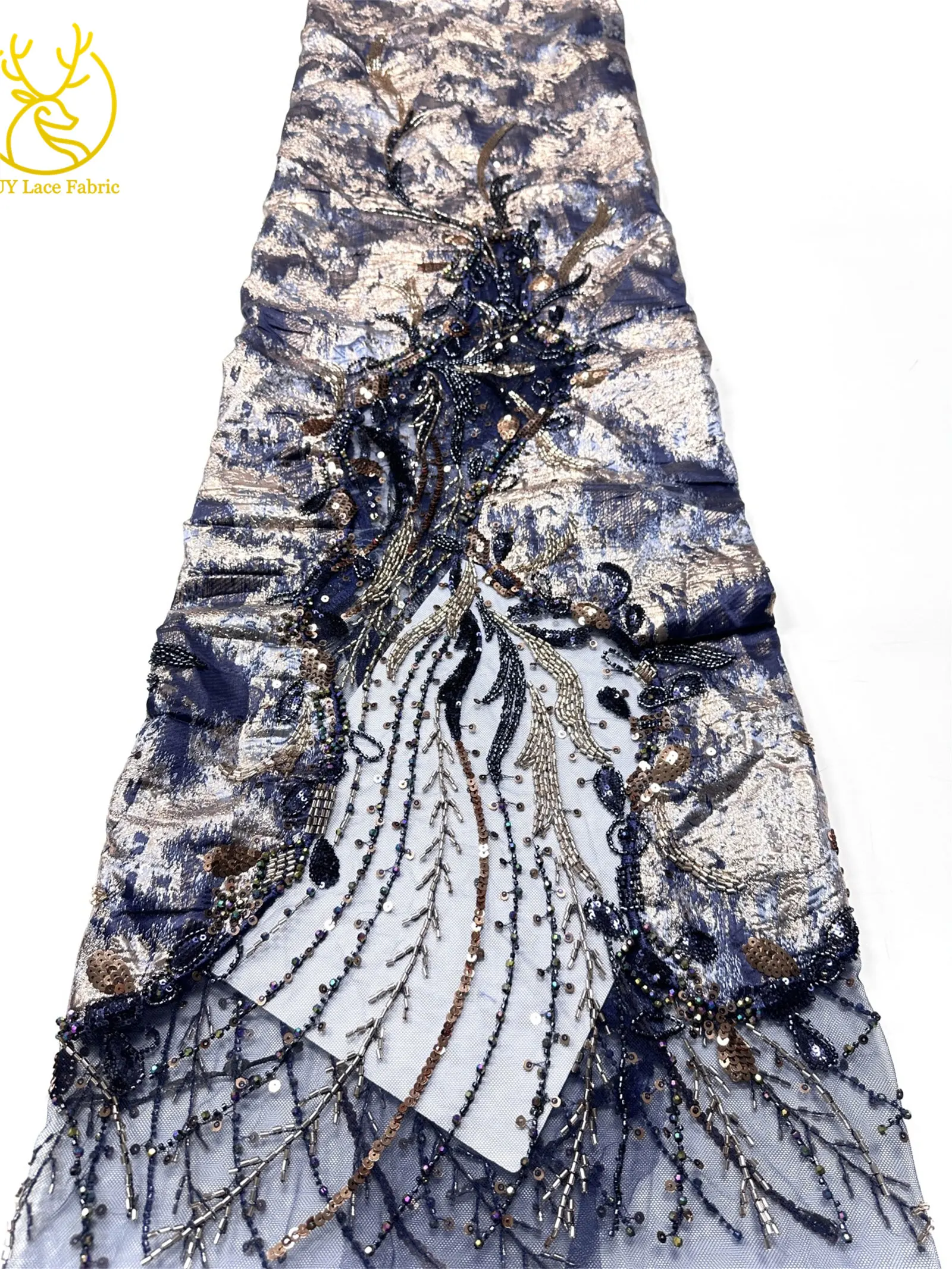 Burgunderroter neuer Design afrikanischer schwere Perlen-Chiffon-Spitzenstoff 2026 Hochwertiger nigerianischer Pailletten-Spitzenstoff für Partykleider – Detail 25