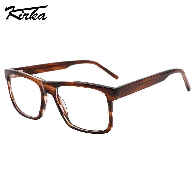 

Kirka Unisex Acetate Rectangle Transparent/Pattern Colors Frames Optical Big Lenses Eyeglasses Wide Pattern Temples WD1454