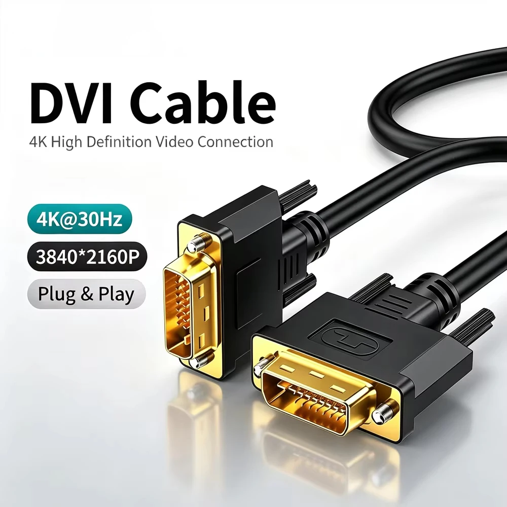 4K DVI Cable DVI D 24+1/24+5 Dual Channel 1M 1.5M 2M 3M 5M 8M 15M for Graphic Card PC Monitor Projector Computer