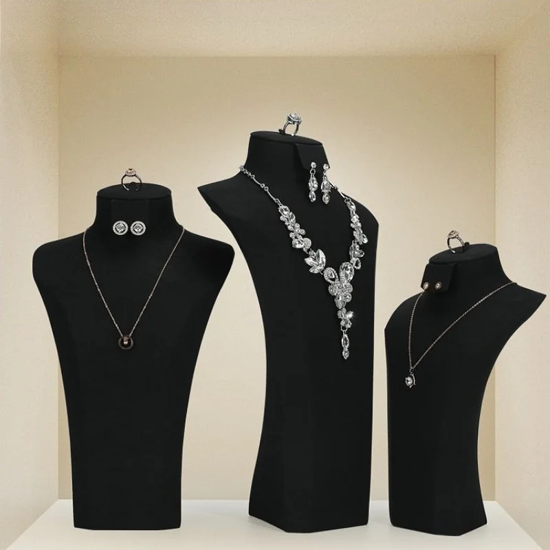 Showcase Necklace Display Stand Neck Model Jewelry Display Rack Counter Ring Organizer Holder Desktop Earrings Storage Holders