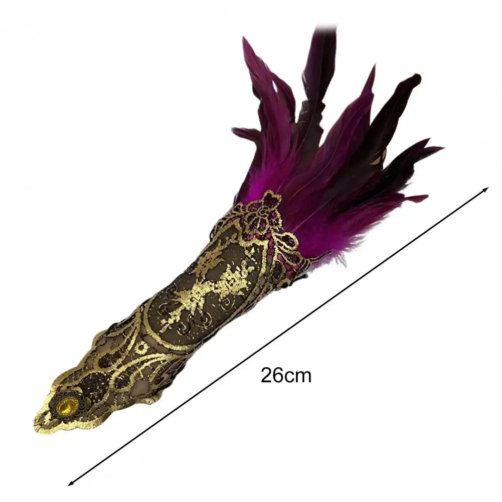 Gothic Punk Gloves Feather Wrist Cuff  Carnival Stage Show Feather Arm Warmer Party Cosplay Costume