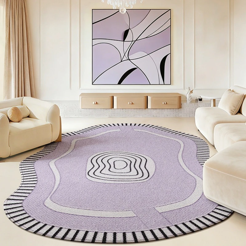 Irregular Shape Bedroom Decor Purple Carpet Fluffy Soft Study Floor Mat Thick Plush Rug Leopard Pattern Carpets for Living Room