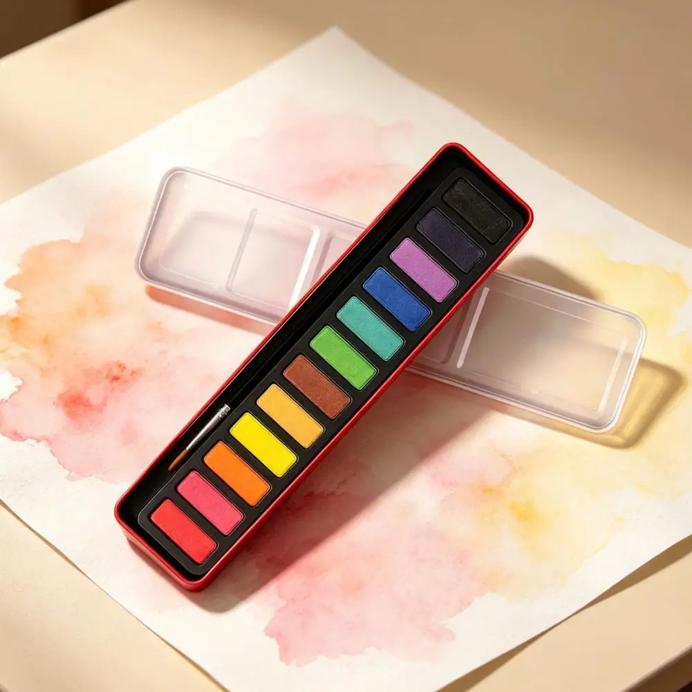 Solid Gouache Pigments Portable Watercolor Paint Set Washable Fine Powder Gouache Paint Set for Sketching Illustration