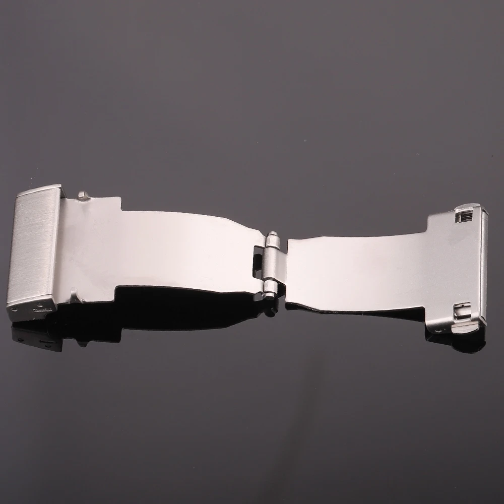 Stainless Steel Watch Band Buckle Silver 16 18 20 22 mm Metal Watchband Double Press Automatic Clasp Strap Accessories