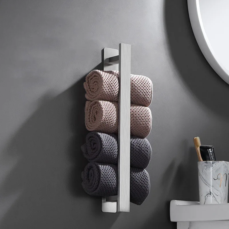 Toilet stainless steel towel rack, no punching, no nails, bathroom single rod, bathroom hardware towel hanger, towel bar